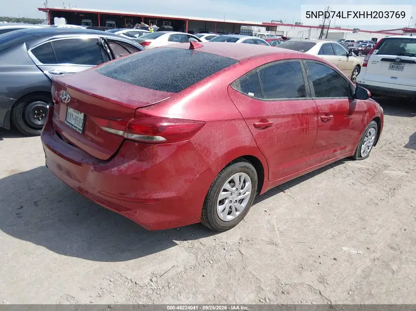 2017 HYUNDAI ELANTRA VIN 5NPD74LFXHH203769 — фото 4