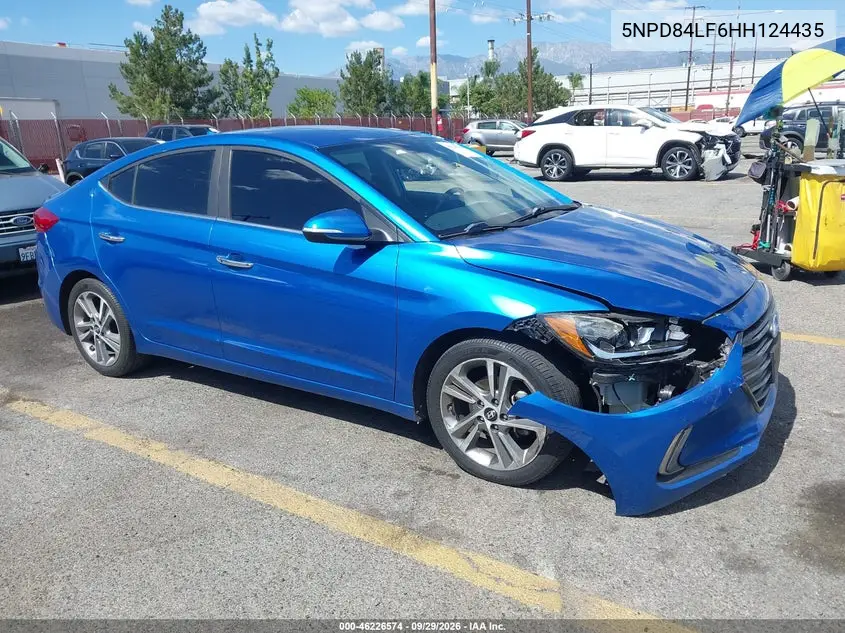 HYUNDAI ELANTRA 2017, VIN 5NPD84LF6HH124435