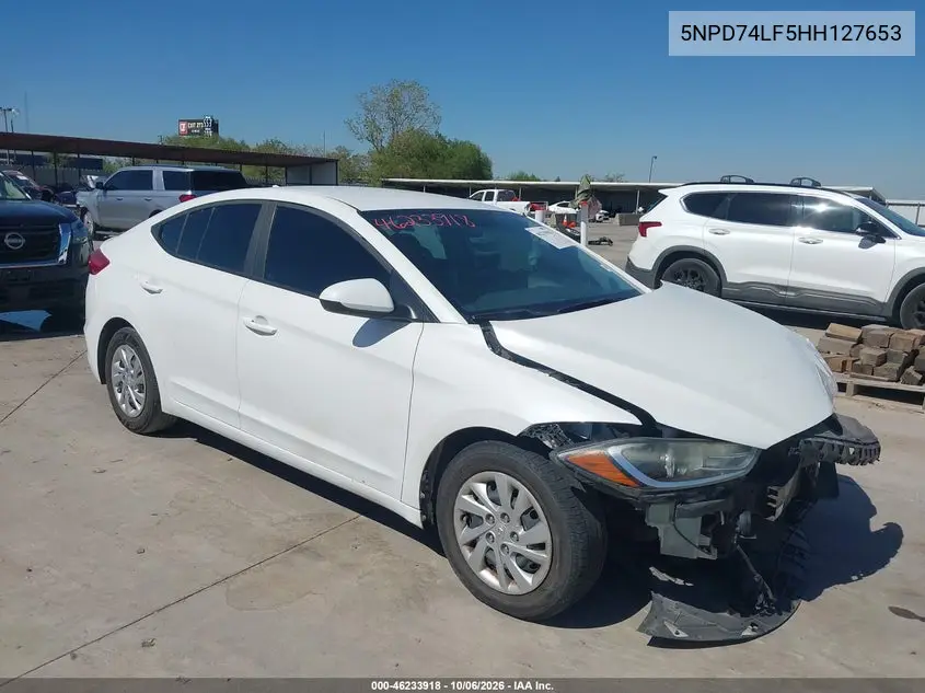 HYUNDAI ELANTRA 2017, VIN 5NPD74LF5HH127653