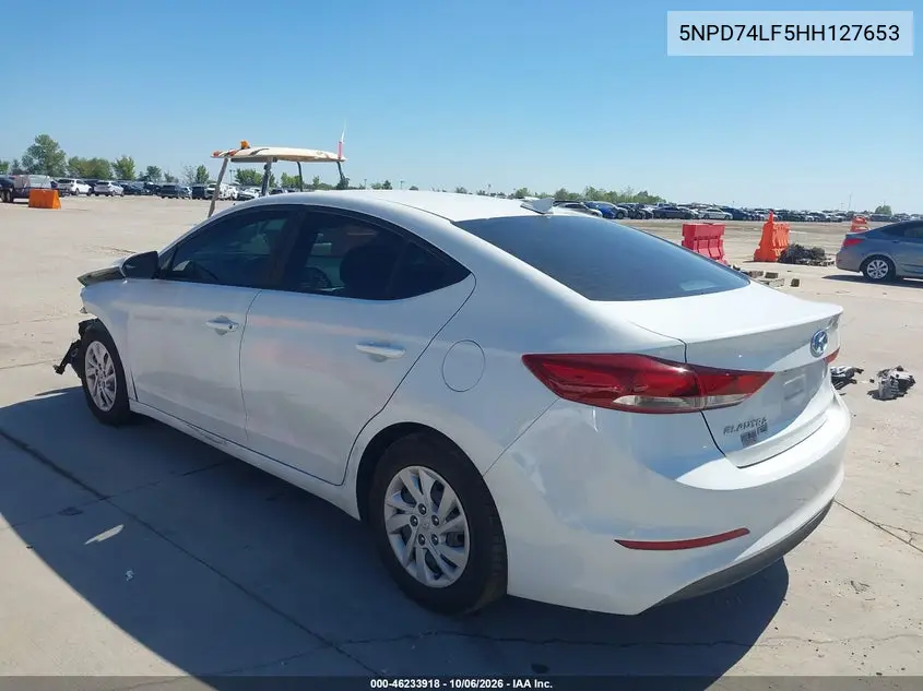 2017 HYUNDAI ELANTRA VIN 5NPD74LF5HH127653 — фото 3