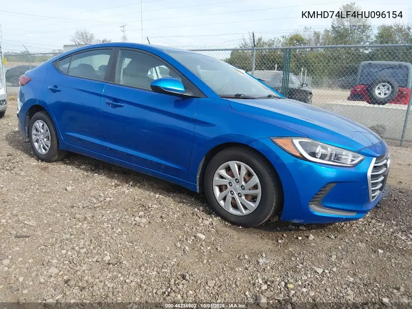 HYUNDAI ELANTRA 2017, VIN KMHD74LF4HU096154