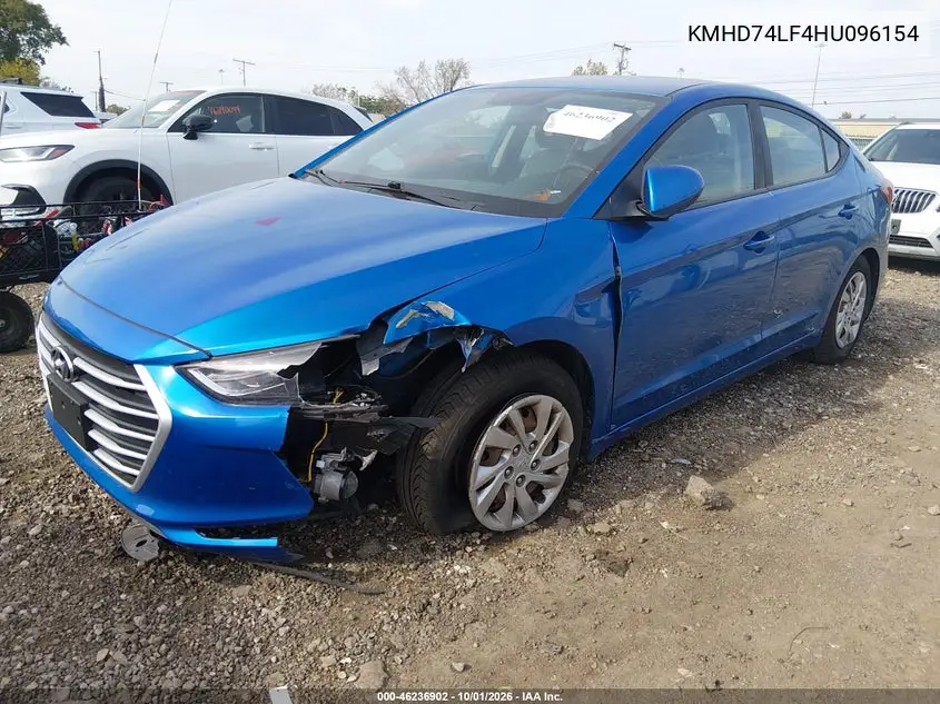 2017 HYUNDAI ELANTRA VIN KMHD74LF4HU096154 — фото 2