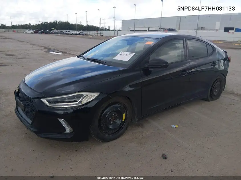 2017 HYUNDAI ELANTRA VIN 5NPD84LF7HH031133 — фото 2