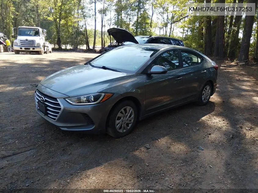 2017 HYUNDAI ELANTRA VIN KMHD74LF6HU317253 — фото 2