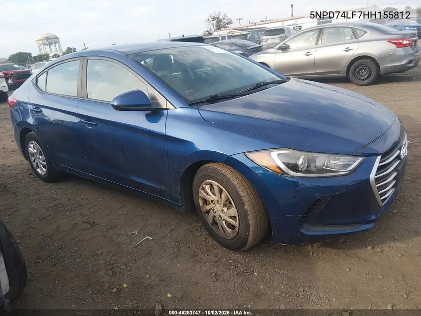 HYUNDAI ELANTRA 2017, VIN 5NPD74LF7HH155812