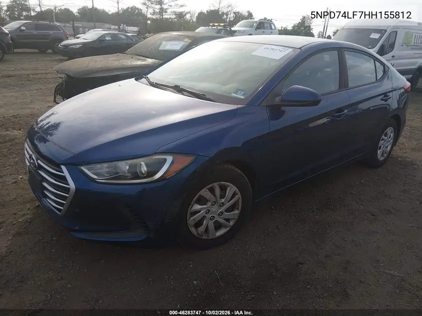 2017 HYUNDAI ELANTRA VIN 5NPD74LF7HH155812 — фото 2