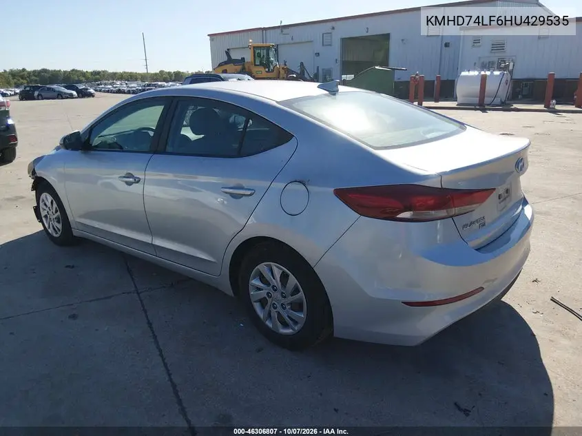 2017 HYUNDAI ELANTRA VIN KMHD74LF6HU429535 — фото 3