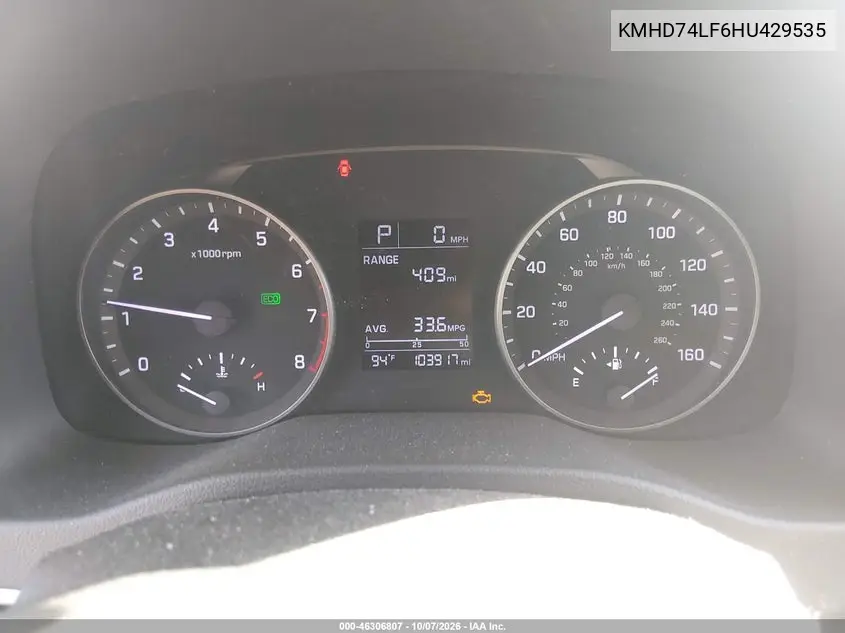 2017 HYUNDAI ELANTRA VIN KMHD74LF6HU429535 — фото 7