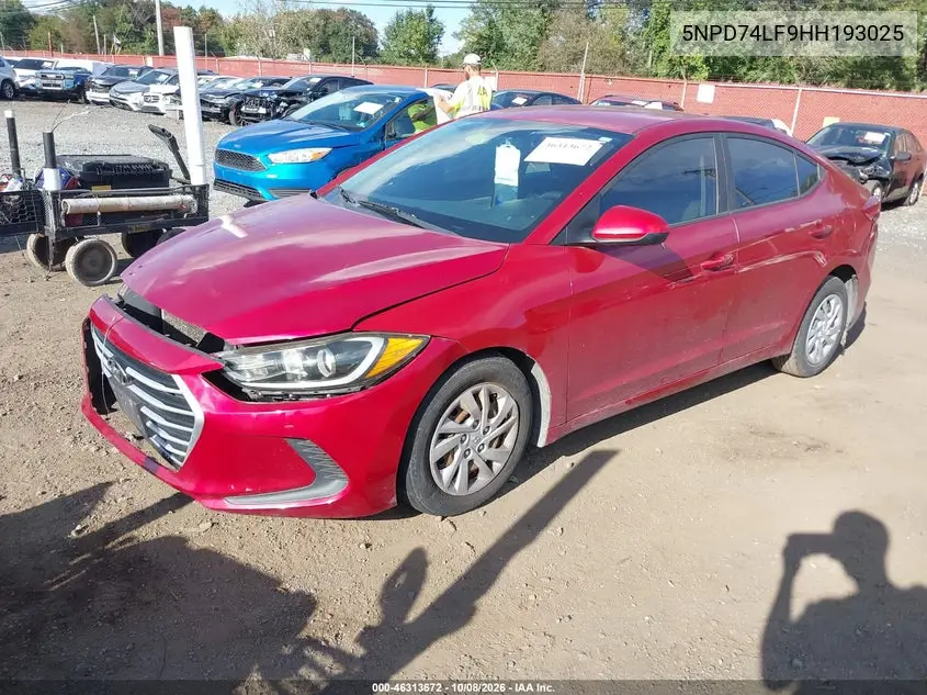 2017 HYUNDAI ELANTRA VIN 5NPD74LF9HH193025 — фото 2