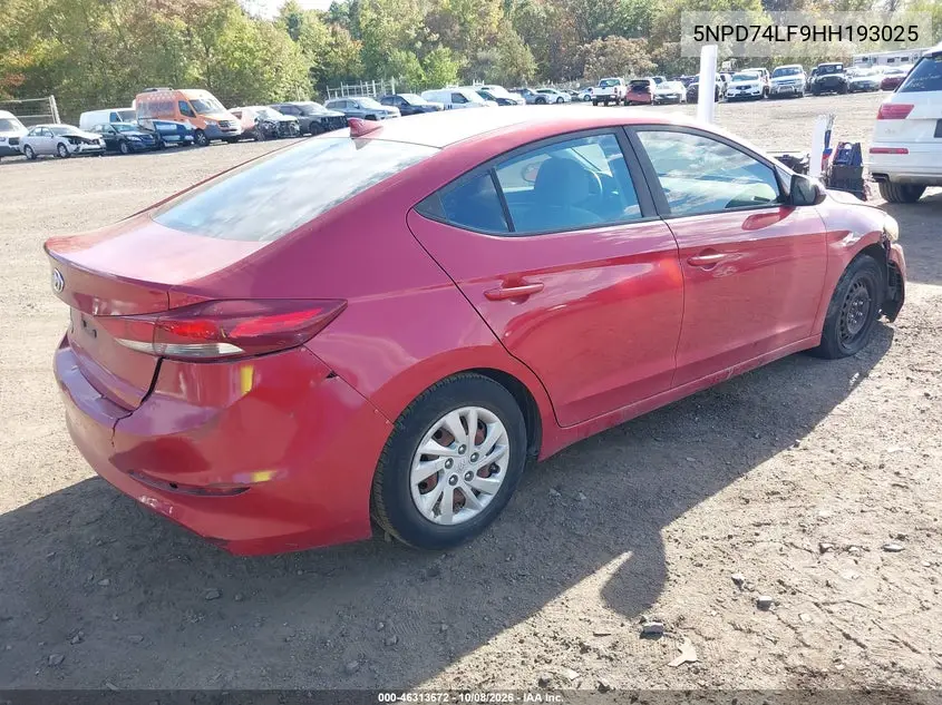 2017 HYUNDAI ELANTRA VIN 5NPD74LF9HH193025 — фото 4