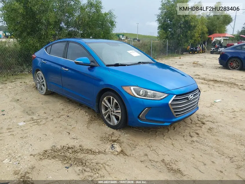 HYUNDAI ELANTRA 2017, VIN KMHD84LF2HU283406