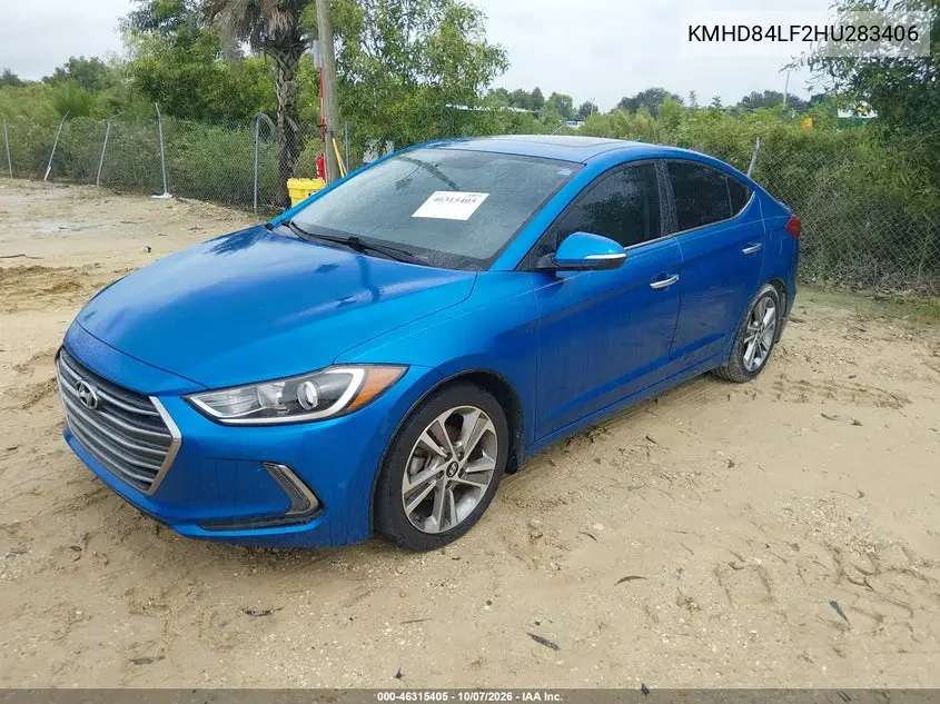 2017 HYUNDAI ELANTRA VIN KMHD84LF2HU283406 — фото 2