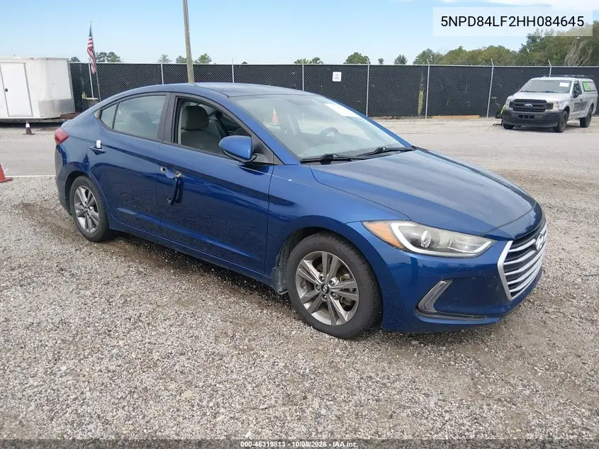 HYUNDAI ELANTRA 2017, VIN 5NPD84LF2HH084645
