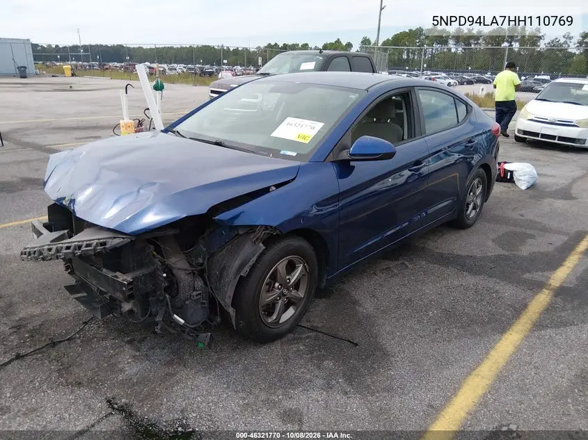 2017 HYUNDAI ELANTRA VIN 5NPD94LA7HH110769 — фото 2