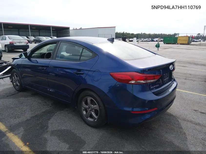 2017 HYUNDAI ELANTRA VIN 5NPD94LA7HH110769 — фото 3