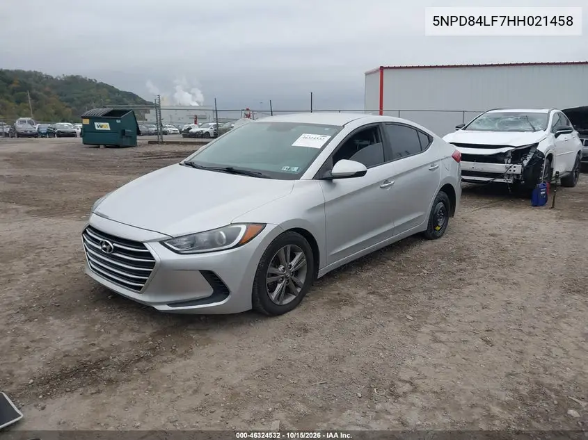 2017 HYUNDAI ELANTRA VIN 5NPD84LF7HH021458 — фото 2