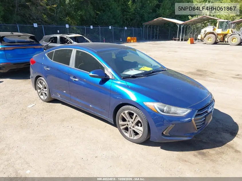 HYUNDAI ELANTRA 2017, VIN 5NPD84LF4HH061867