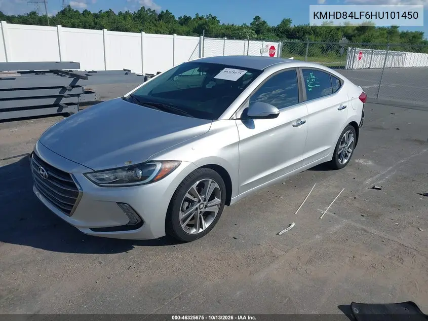 2017 HYUNDAI ELANTRA VIN KMHD84LF6HU101450 — фото 2