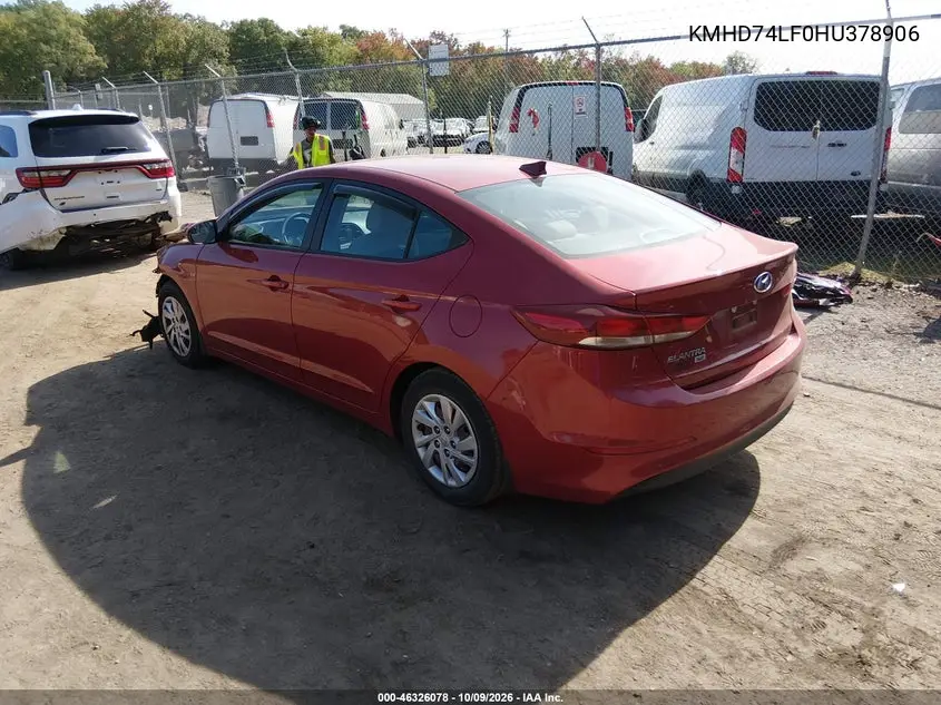 2017 HYUNDAI ELANTRA VIN KMHD74LF0HU378906 — фото 3