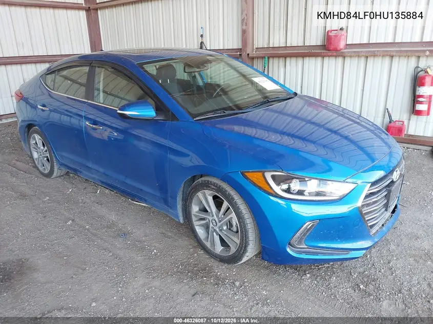 HYUNDAI ELANTRA 2017, VIN KMHD84LF0HU135884