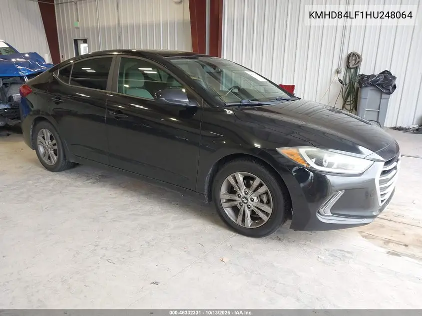 HYUNDAI ELANTRA 2017, VIN KMHD84LF1HU248064