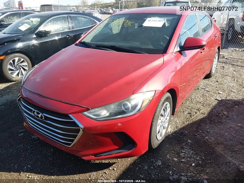 2017 HYUNDAI ELANTRA VIN 5NPD74LF8HH077072 — фото 2