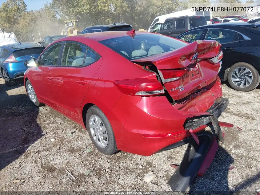 2017 HYUNDAI ELANTRA VIN 5NPD74LF8HH077072 — фото 3
