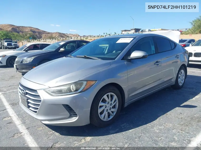 2017 HYUNDAI ELANTRA VIN 5NPD74LF2HH101219 — фото 2