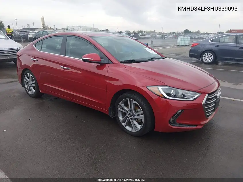 HYUNDAI ELANTRA 2017, VIN KMHD84LF3HU339093