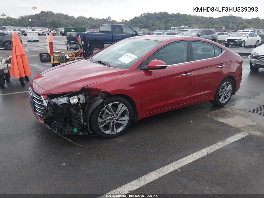 2017 HYUNDAI ELANTRA VIN KMHD84LF3HU339093 — фото 2