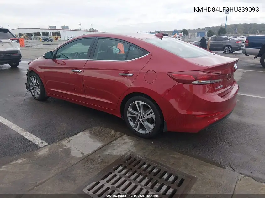 2017 HYUNDAI ELANTRA VIN KMHD84LF3HU339093 — фото 3