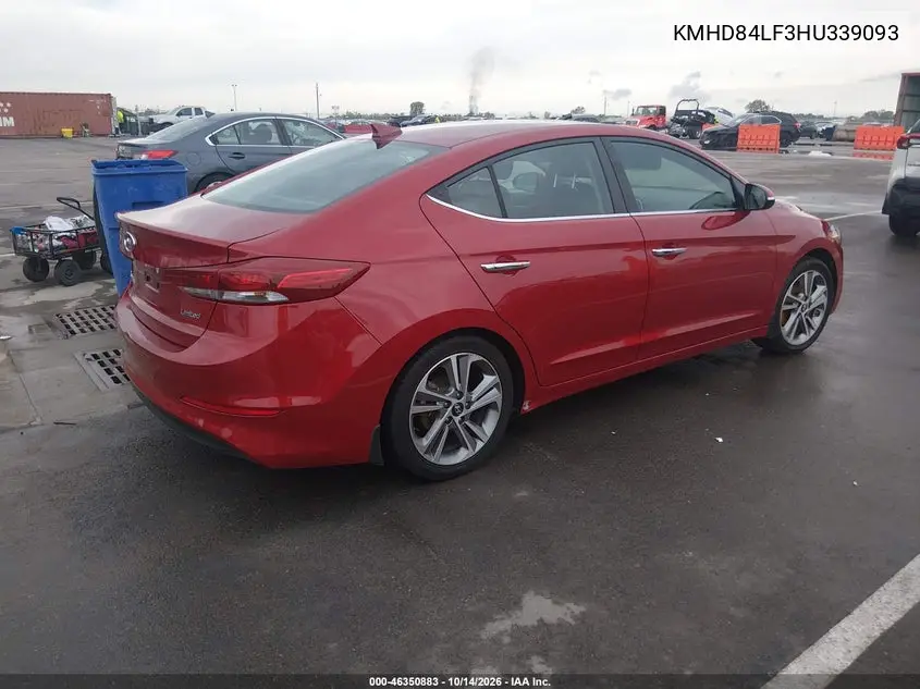 2017 HYUNDAI ELANTRA VIN KMHD84LF3HU339093 — фото 4
