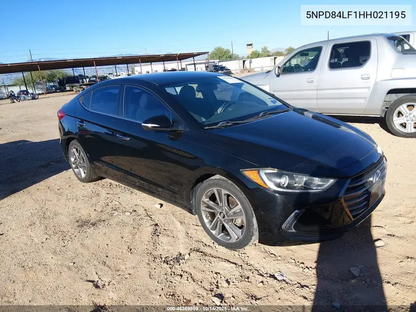 HYUNDAI ELANTRA 2017, VIN 5NPD84LF1HH021195