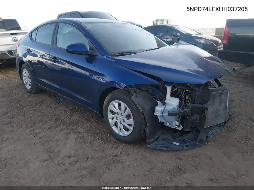 HYUNDAI ELANTRA 2017, VIN 5NPD74LFXHH037205