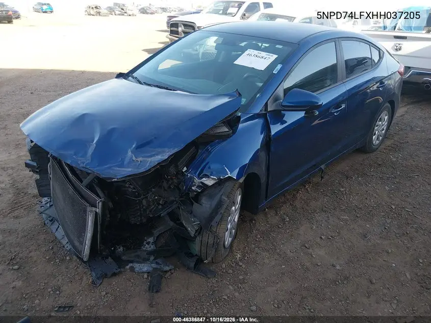 2017 HYUNDAI ELANTRA VIN 5NPD74LFXHH037205 — фото 2