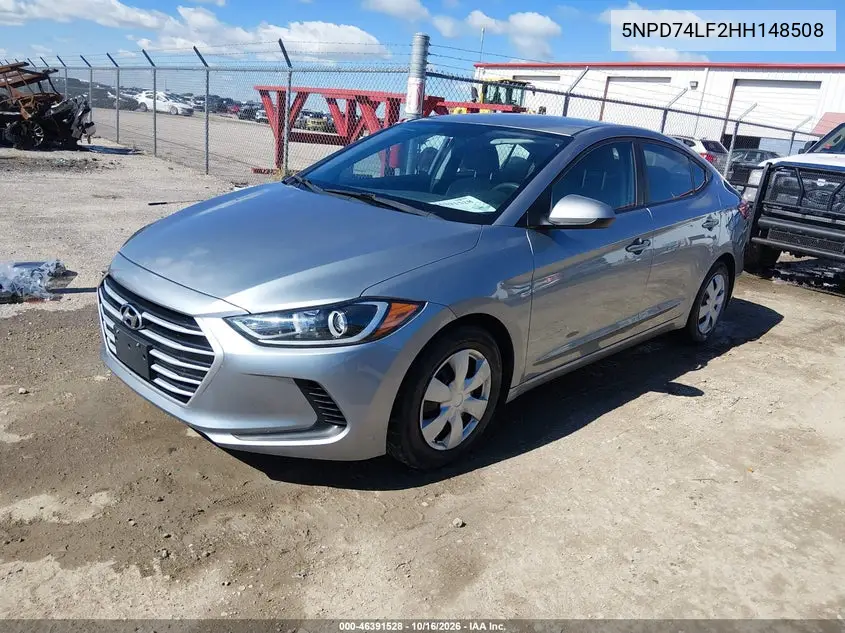 2017 HYUNDAI ELANTRA VIN 5NPD74LF2HH148508 — фото 2
