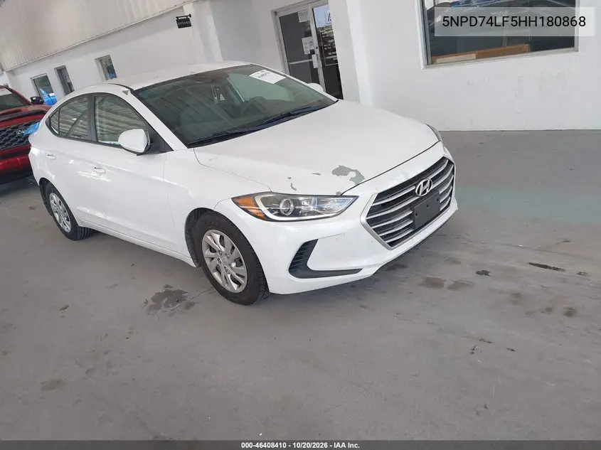 HYUNDAI ELANTRA 2017, VIN 5NPD74LF5HH180868
