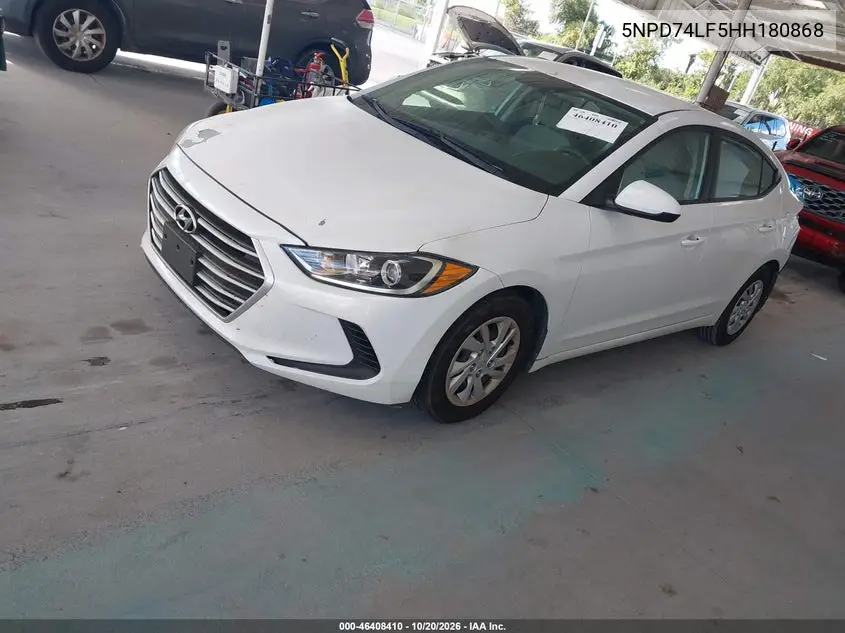 2017 HYUNDAI ELANTRA VIN 5NPD74LF5HH180868 — фото 2