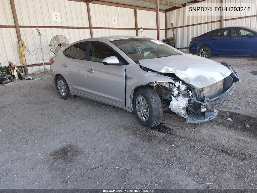 HYUNDAI ELANTRA 2017, VIN 5NPD74LF0HH203246