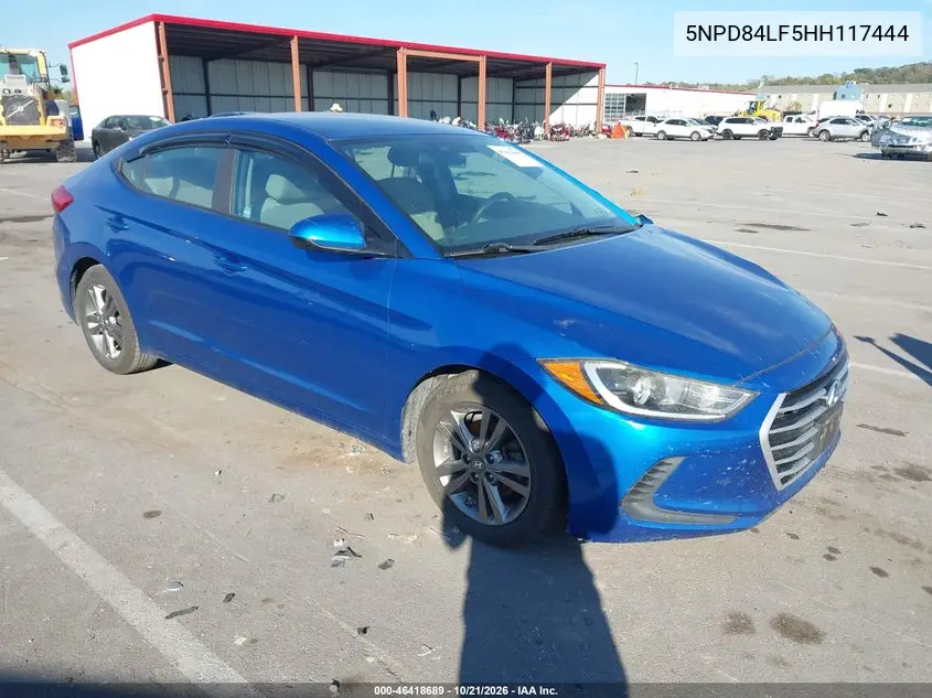 HYUNDAI ELANTRA 2017, VIN 5NPD84LF5HH117444