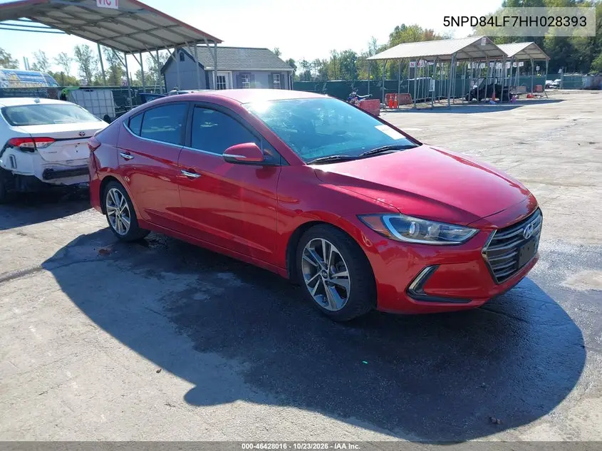 HYUNDAI ELANTRA 2017, VIN 5NPD84LF7HH028393