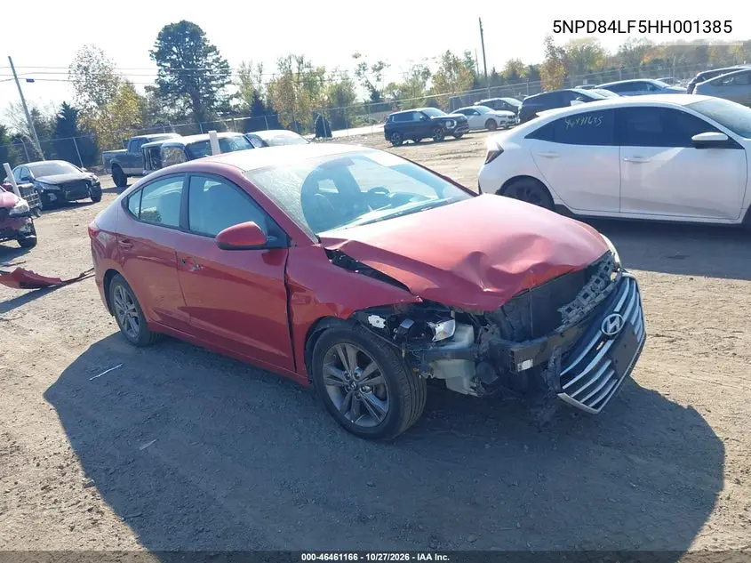 HYUNDAI ELANTRA 2017, VIN 5NPD84LF5HH001385