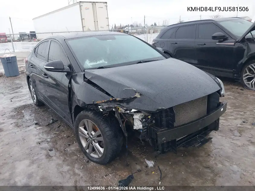 HYUNDAI ELANTRA 2018, VIN KMHD84LF9JU581506
