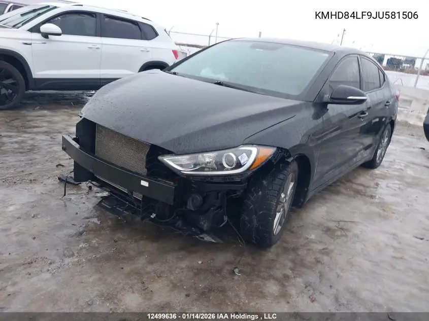 2018 HYUNDAI ELANTRA VIN KMHD84LF9JU581506 — фото 2