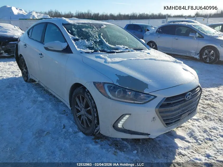 HYUNDAI ELANTRA 2018, VIN KMHD84LF8JU640996