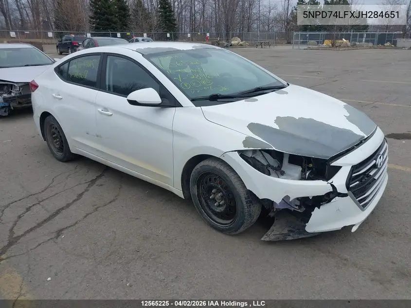 HYUNDAI ELANTRA 2018, VIN 5NPD74LFXJH284651
