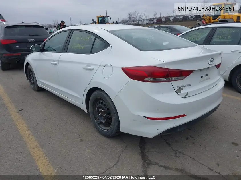 2018 HYUNDAI ELANTRA VIN 5NPD74LFXJH284651 — фото 3