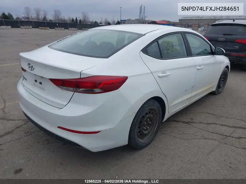 2018 HYUNDAI ELANTRA VIN 5NPD74LFXJH284651 — фото 4