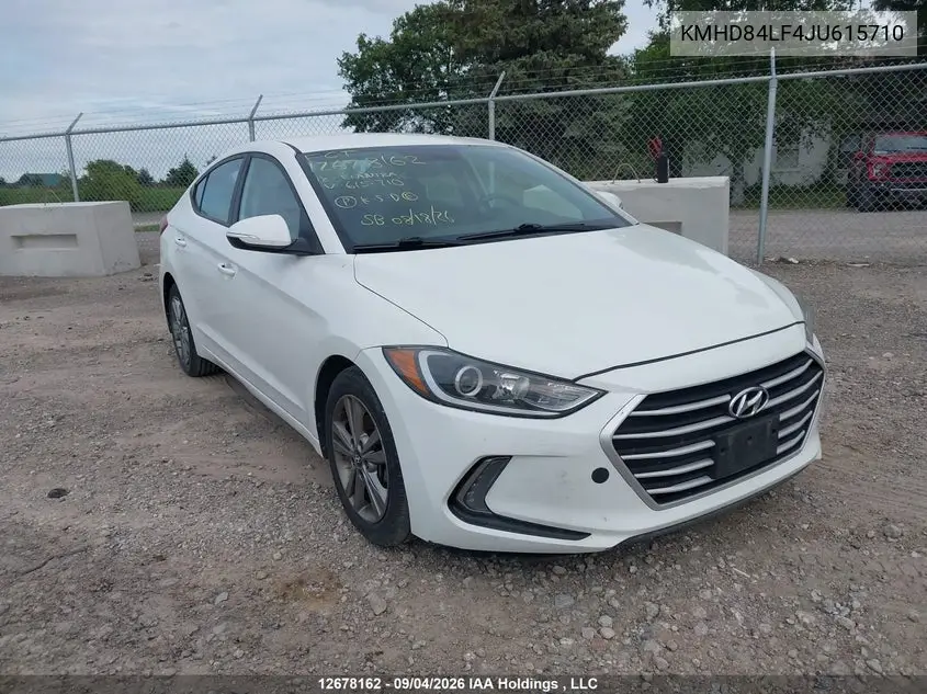 HYUNDAI ELANTRA 2018, VIN KMHD84LF4JU615710