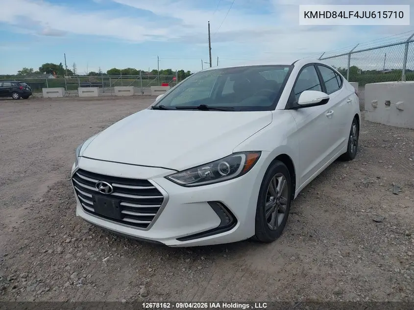 2018 HYUNDAI ELANTRA VIN KMHD84LF4JU615710 — фото 2